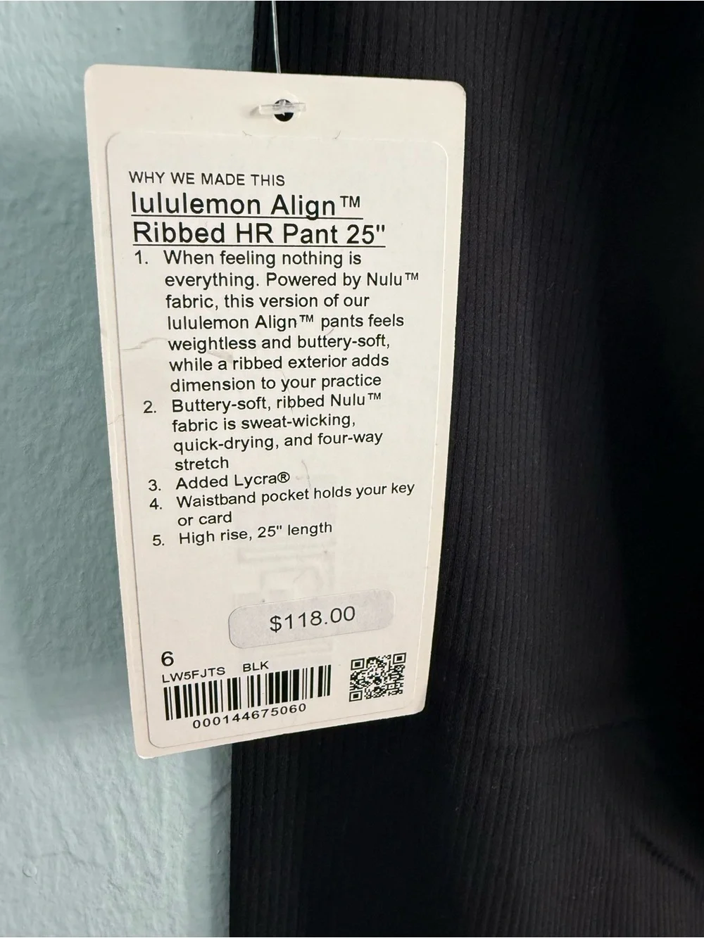 Lululemon Align Ribbed High-Rise Pant 25”/Color black